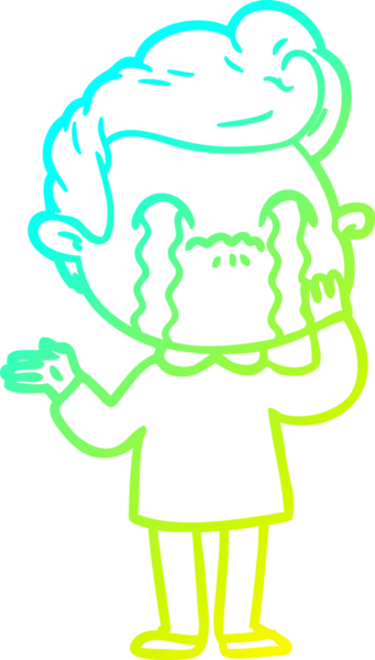 Bir insan tarafından çizilmiş ağlayan bir çizgi film karakteri çizimi.