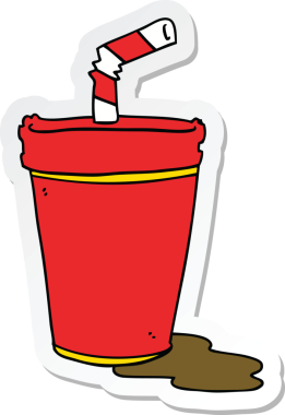 Bir insan tarafından çizilmiş karikatür soda bardağının çıkartması.