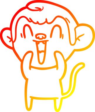 Bir insan tarafından çizilmiş gülen maymun çizgi çizimi.