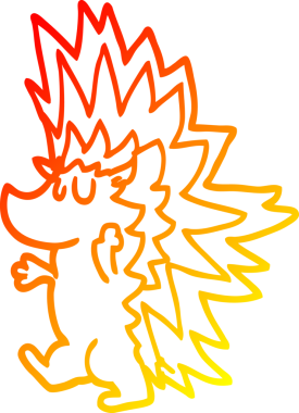 Bir insan tarafından çizilmiş sivri dikenli kirpinin sıcak çizgi çizimi