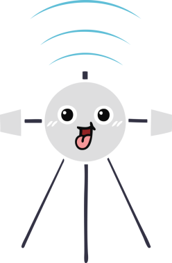 Bir insan tarafından çizilmiş düz renkli bir uydu karikatürü