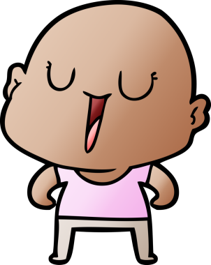 Bir insan tarafından çizilmiş mutlu, kel adam.