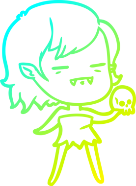 Bir insan tarafından çizilmiş bir ölümsüz vampir kız çizgi filmi.