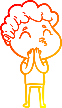 Bir insan tarafından çizilen çizgi film karakterinin sıcak çizgi çizimi