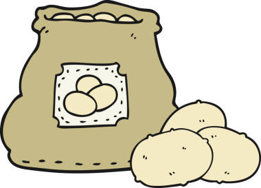 Bir insan tarafından çizilmiş bir patates çuvalı.