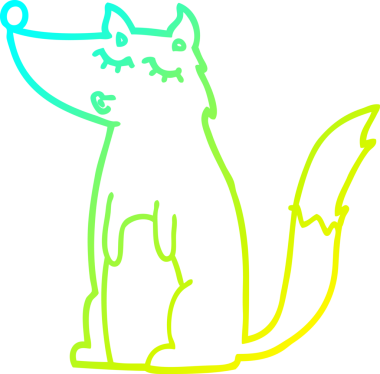 Bir insan tarafından çizilmiş bir kurdun soğuk çizgi çizimi.