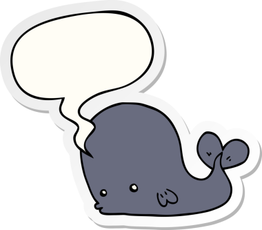 Bir insan tarafından çizilmiş konuşma balonu etiketli bir balina.