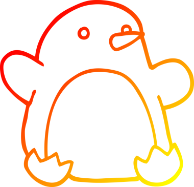 Bir insan tarafından çizilmiş bir çizgi film pengueninin sıcak gradyan çizimi