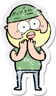 Bir insan tarafından çizilmiş sakallı bir adamın sıkıntılı çıkartması.