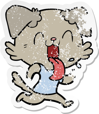 Bir insan tarafından çizilmiş, nefes nefese kalmış bir köpeğin sıkıntılı çıkartması.