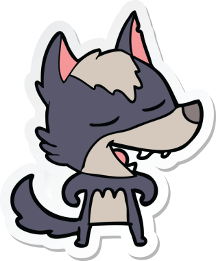 Bir insan tarafından çizilmiş bir kurt çizgi filminin çıkartması.