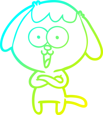 Bir insan tarafından çizilmiş şirin bir çizgi köpeğin soğuk gradyan çizgisi.