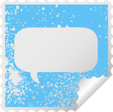 Bir insan tarafından çizilmiş bir konuşma baloncuğunun kare soyma etiketi