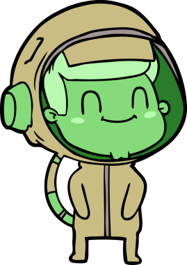 Bir insan tarafından çizilmiş mutlu astronot.