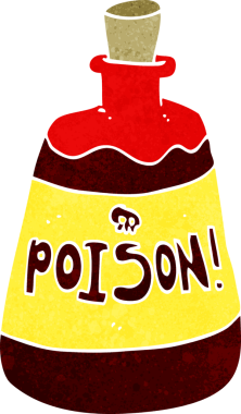 Bir insan tarafından çizilmiş bir zehir şişesi.