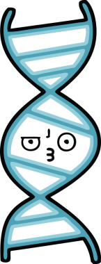 Bir insan tarafından çizilmiş DNA iplikçikli şirin bir çizgi film.