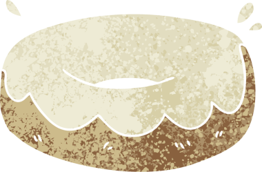 Bir insan tarafından çizilmiş retro illüstrasyon tarzı tuhaf karikatür buzlu çörek.