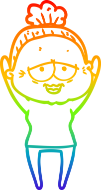 Gökkuşağı gradyan çizgi çizimi Bir insan tarafından çizilmiş mutlu yaşlı kadın