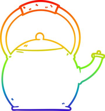 gökkuşağı gradyan çizgi çizimi bir insan tarafından çizilmiş bir çaydanlık