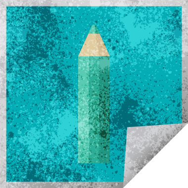 bir insan tarafından çizilmiş yeşil renkli kalem grafik vektör kare etiketi