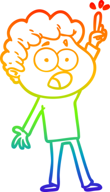 Gökkuşağı gradyan çizgi çizimi Bir insan tarafından çizilmiş şaşırarak nefes nefese bir çizgi film adamı