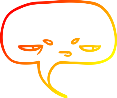 Bir insan tarafından çizilmiş bir karikatür konuşma baloncuğunun sıcak gradyan çizimi