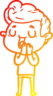 Bir insan tarafından çizilmiş mutlu bir çizgi film karakteri çizimi.