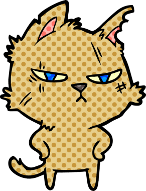 Bir insan tarafından çizilmiş sert çizgi film kedisi.