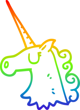 Gökkuşağı gradyan çizgi çizimi Bir insan tarafından çizilmiş güzel tek boynuzlu at