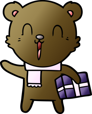 Bir insan tarafından çizilmiş mutlu çizgi film ayısı.