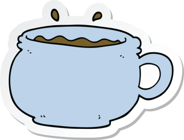 Bir insan tarafından çizilmiş sıcak kahve etiketi.