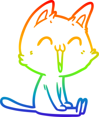 gökkuşağı gradyan çizimi mutlu çizgi film kedisi bir insan tarafından çizildi