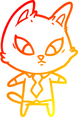 Bir insan tarafından çizilmiş kafası karışmış bir iş kedisinin sıcak çizgi çizimi