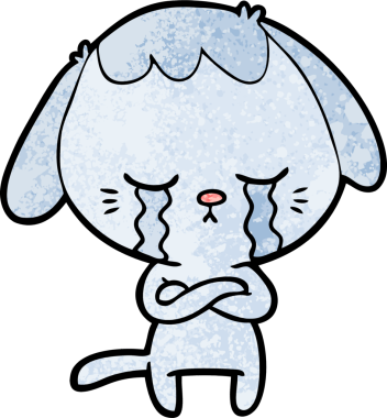 Bir insan tarafından çizilmiş şirin köpek yavrusu ağlama çizgi filmi