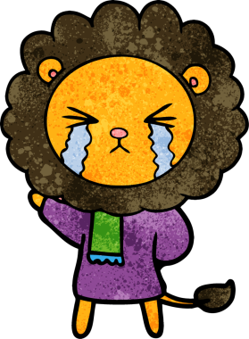 Bir insan tarafından çizilmiş ağlayan bir aslan.