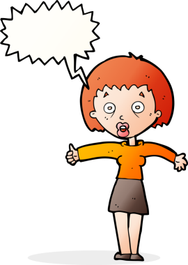 Bir insan tarafından çizilmiş konuşma balonlu bir karikatür.