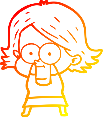 Bir insan tarafından çizilmiş mutlu bir çizgi film kızı çizimi