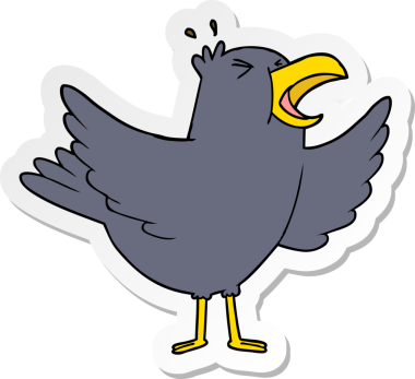 Bir insan tarafından çizilmiş, ciyaklayan bir karikatür çıkartması.