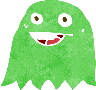 Bir insan tarafından çizilmiş çizgi film hayaleti.