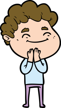 Bir insan tarafından çizilmiş çizgi film dostu bir adam.