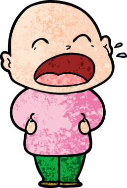 Bir insan tarafından çizilmiş kel adam diye bağıran çizgi film.