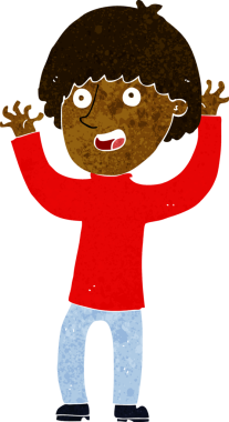 Bir insan tarafından çizilmiş mutlu çocuk çizgi filmi.