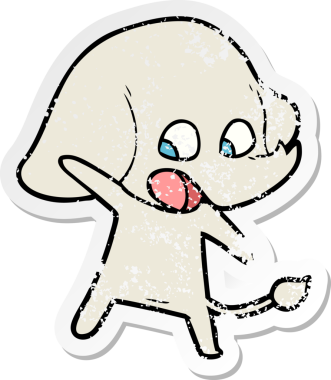 Bir insan tarafından çizilmiş şirin bir filin sıkıntılı çıkartması