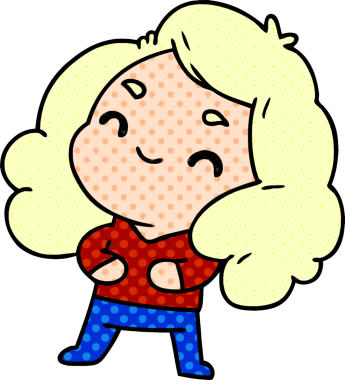 Bir insan tarafından çizilmiş sevimli bir kawai kızının çizgi film çizimi