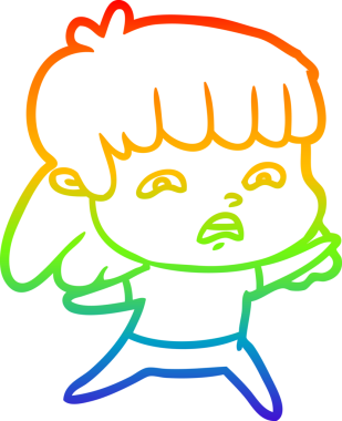 Gökkuşağı gradyan çizimi Bir insan tarafından çizilmiş endişeli bir çizgi kadın