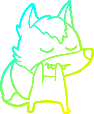 Bir insan tarafından çizilmiş gülen bir kurdun soğuk çizgi çizgisi.