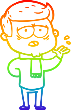 Gökkuşağı gradyan çizgi çizimi bir insan tarafından çizilmiş yorgun bir adam