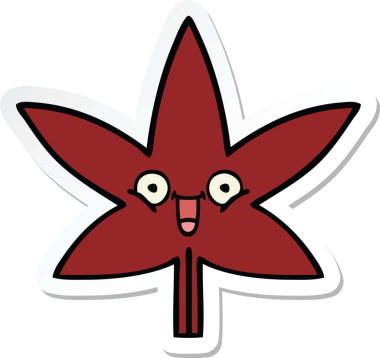 Bir insan tarafından çizilmiş güzel bir sonbahar yaprağının çıkartması.