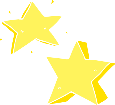 Bir insan tarafından çizilmiş düz renkli çizgi film yıldızı