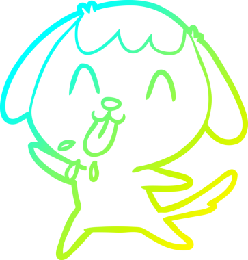 Bir insan tarafından çizilmiş şirin bir çizgi köpeğin soğuk gradyan çizgisi.